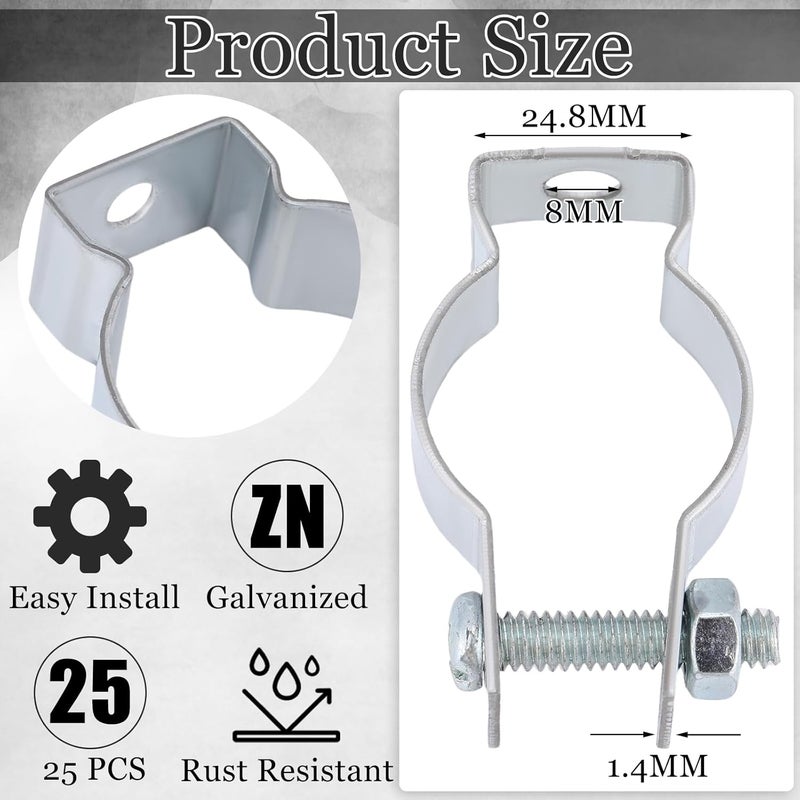 Yaocom 25 Pcs Zinc Plated Steel EMT Conduit Hanger with Bolt Ideal for Rigid and EMT Conduit Mounting to Surfaces, Insulated Supports or Threaded Rods, Furnished with Nut and Bolt (2 Inch) - Image 3